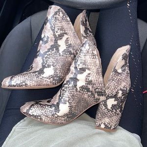 Snakeskin booties